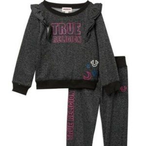True Religion girls Black Doodle Ruffle 2pc set